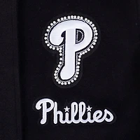 Women's Pro Standard Black Philadelphia Phillies Pearls Rib Wool Full-Zip Varsity Jacket