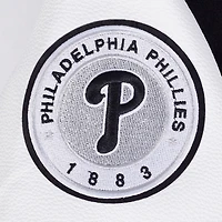 Women's Pro Standard Black Philadelphia Phillies Pearls Rib Wool Full-Zip Varsity Jacket