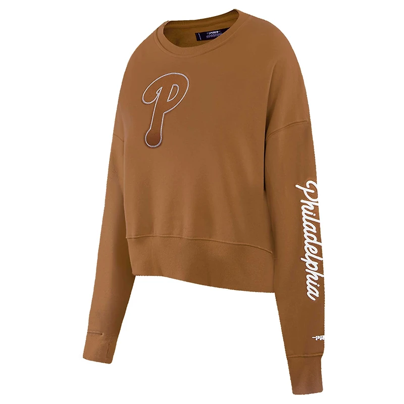 Sweat-shirt court à enfiler Paint The City pour femme Pro Standard Brown des Philadelphia Phillies