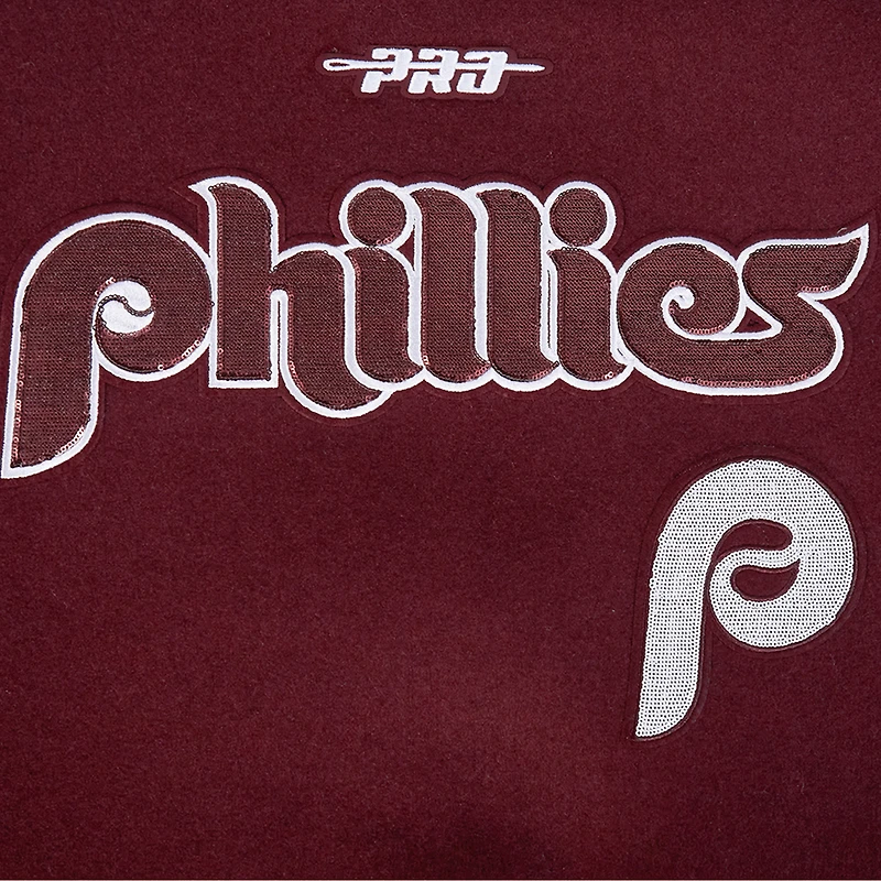 Women's Pro Standard Burgundy Philadelphia Phillies Game Day Classics Wool Varsity Jacket