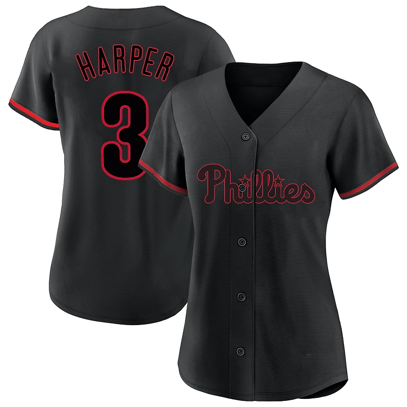 Maillot de mode grande taille Bryce Harper Black Philadelphia Phillies (nom et numéro)