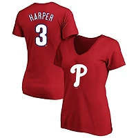 Profil femme Bryce Harper T-shirt col V rouge Philadelphia Phillies grande taille avec nom et numéro