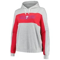 Sweat à capuche en jersey taille plus pour femme Profile Heather Grey Philadelphia Phillies