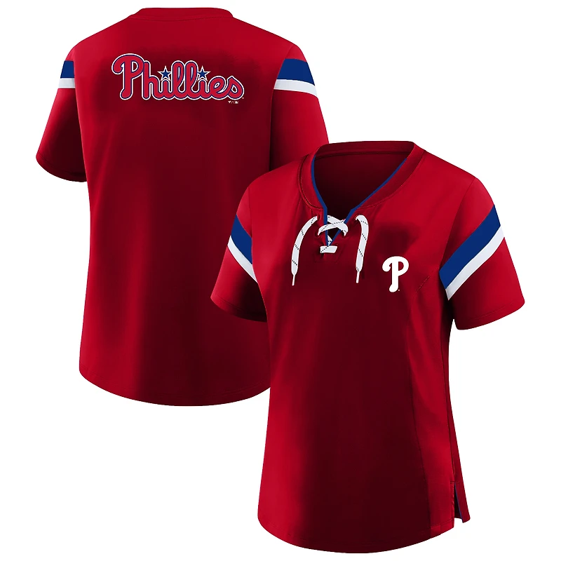 Women's Profile Red Philadelphia Phillies Lace-Up T-Shirt
