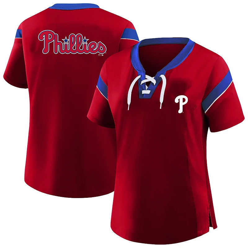 Women's Profile Red Philadelphia Phillies Plus Lace-Up T-Shirt