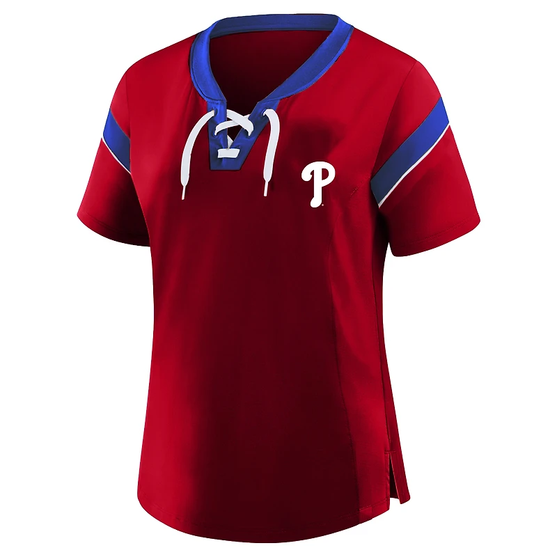 Women's Profile Red Philadelphia Phillies Plus Lace-Up T-Shirt