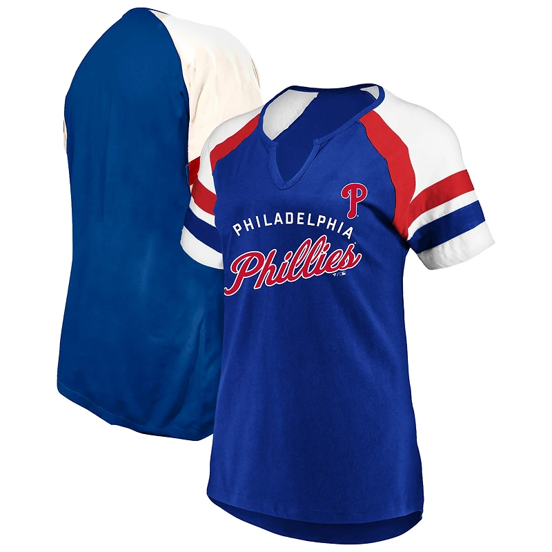 T-shirt à encoche arquée pour femme Profile Royal Philadelphia Phillies