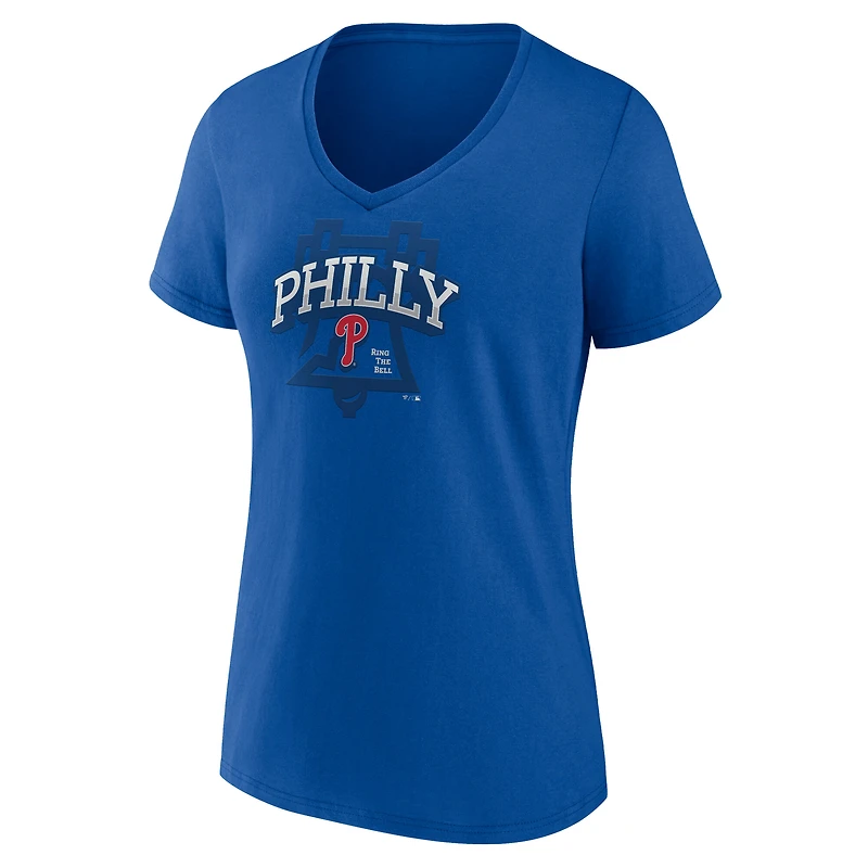 Women's Royal Philadelphia Phillies Philly Cotton V-Neck T-Shirt