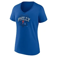 Women's  Royal Philadelphia Phillies Philly Cotton V-Neck T-Shirt