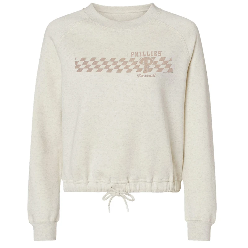 Women's Soft as a Grape Natural Philadelphia Phillies Tonal Checkered Sweatshirt