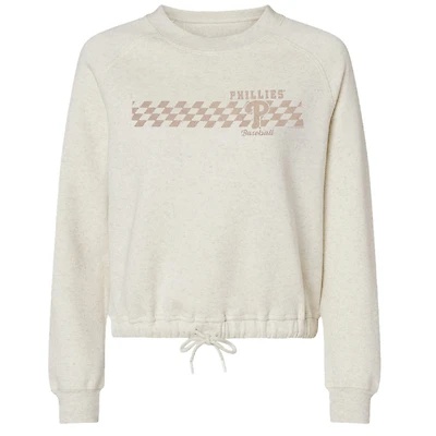 Women's Soft as a Grape Natural Philadelphia Phillies Tonal Checkered Sweatshirt
