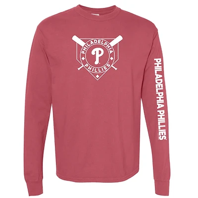 Women's Soft as a Grape Red Philadelphia Phillies Pigment Dye Long Sleeve T-Shirt