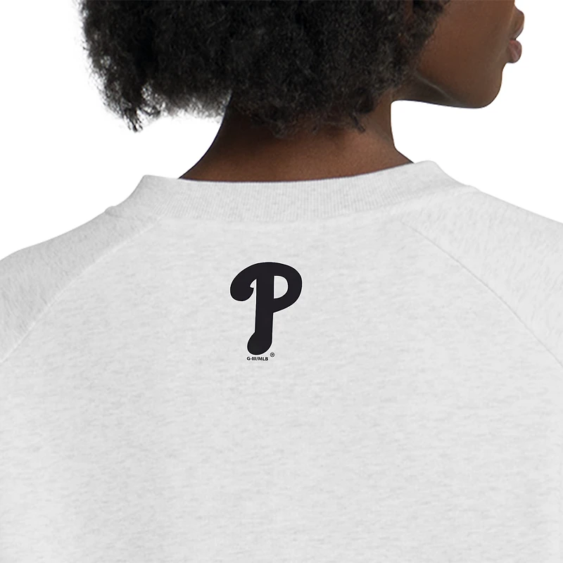Women's Starter  Gray Philadelphia Phillies Show Up Fashion Cropped V-Neck Sweatshirt