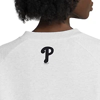 Women's Starter  Gray Philadelphia Phillies Show Up Fashion Cropped V-Neck Sweatshirt