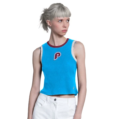 Women's Starter  Light Blue Philadelphia Phillies Cooperstown Play the Ball Crop Tank Top