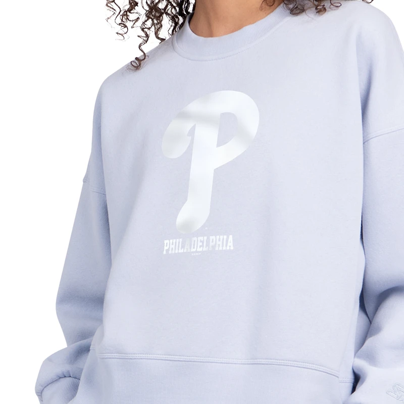 Sweat-shirt en polaire Starter bleu clair pour femme, motif pastels des Phillies de Philadelphie
