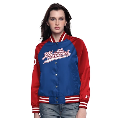 Veste universitaire à boutons-pression pour femme Starter Royal/Red Philadelphia Phillies Home Run