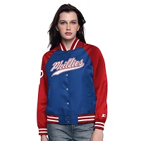 Veste universitaire à boutons-pression pour femme Starter Royal/Red Philadelphia Phillies Home Run