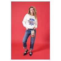 Women's Terez Cream Philadelphia Phillies Oversized Gemstone Logo Sweatshirt
