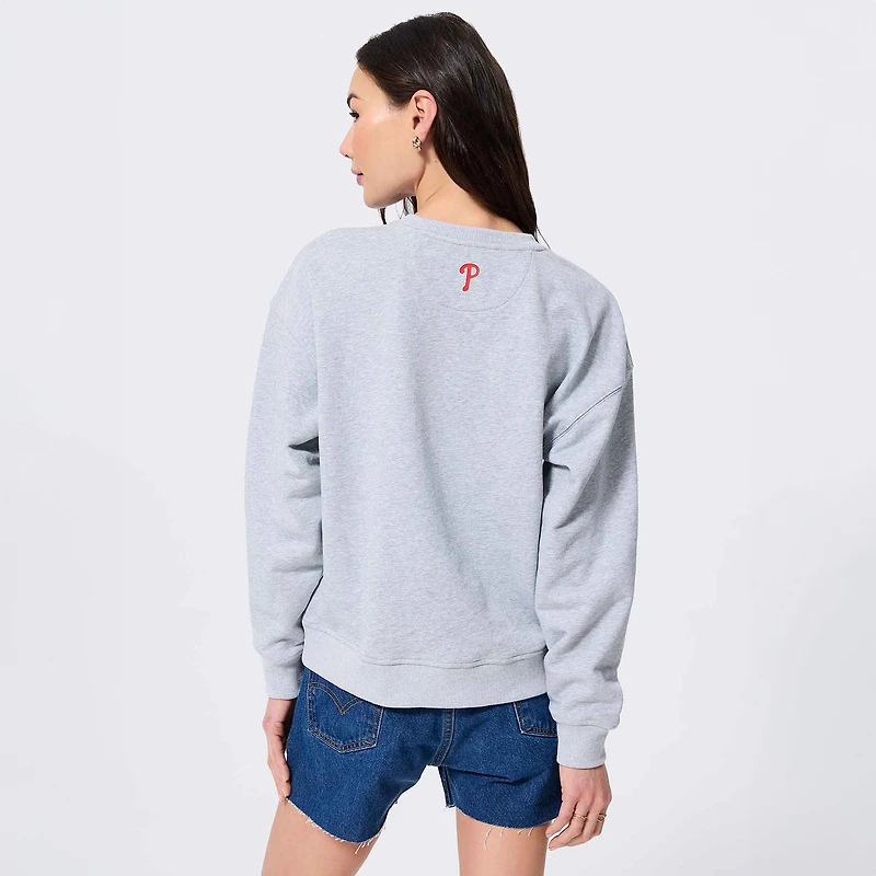 Women's Terez Gray Philadelphia Phillies Gems Marquee Icon Sweatshirt