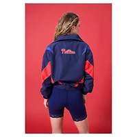Women's Terez  Navy Philadelphia Phillies Ripstop Chevron Quarter-Zip Pullover