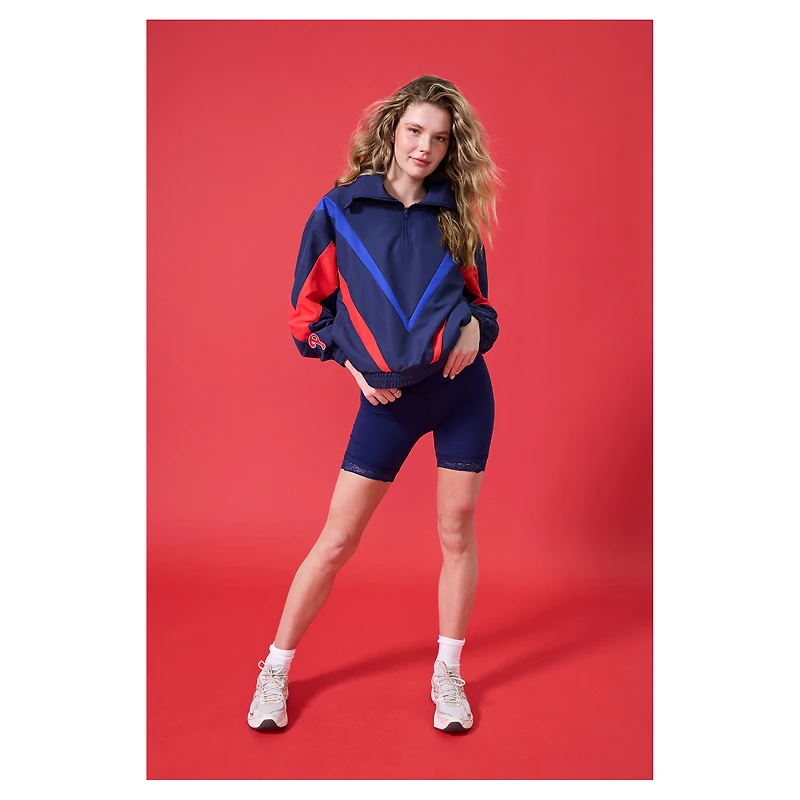 Pull Terez bleu marine à motif chevrons et 1/4 de zip pour femme des Philadelphia Phillies