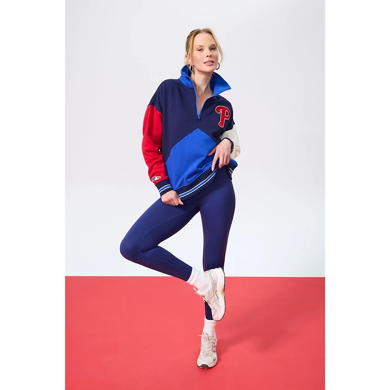 Women's Terez Red Philadelphia Phillies Classic Colorblock Quarter-Zip Sweatshirt