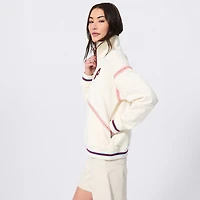 Pull à col zippé Terez blanc pour femme, motif baseball des Phillies de Philadelphie.
