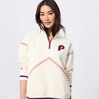 Women's Terez  White Philadelphia Phillies Baseball Stitch Quarter-Zip Pullover