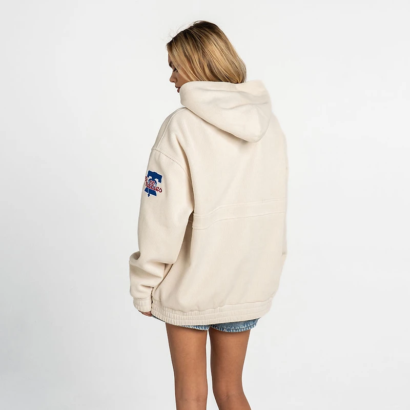 Women's The Wild Collective Cream Philadelphia Phillies Oversized Cord Tri-Blend Hoodie