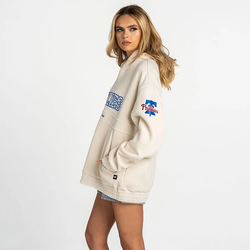 Women's The Wild Collective Cream Philadelphia Phillies Oversized Cord Tri-Blend Hoodie