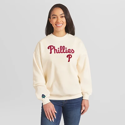 Sweat-shirt à col rond épais crème Philadelphia Phillies de la marque WEAR by Erin Andrews pour femmes