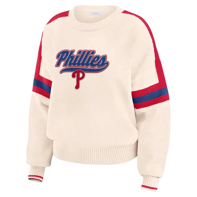 Pull à rayures crème Philadelphia Phillies pour femme WEAR by Erin Andrews