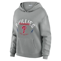 Women's WEAR by Erin Andrews Gray Philadelphia Phillies Plus Waffle-Knit Long-Sleeve Hoodie & Lounge Pant Set