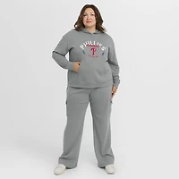 Women's WEAR by Erin Andrews Gray Philadelphia Phillies Plus Waffle-Knit Long-Sleeve Hoodie & Lounge Pant Set