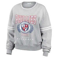 Women's WEAR by Erin Andrews Heather Gray Philadelphia Phillies Domestic Crest Pullover Sweatshirt