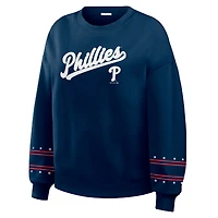 Women's WEAR by Erin Andrews  Navy Philadelphia Phillies Americana Heavyweight Fleece Sweatshirt