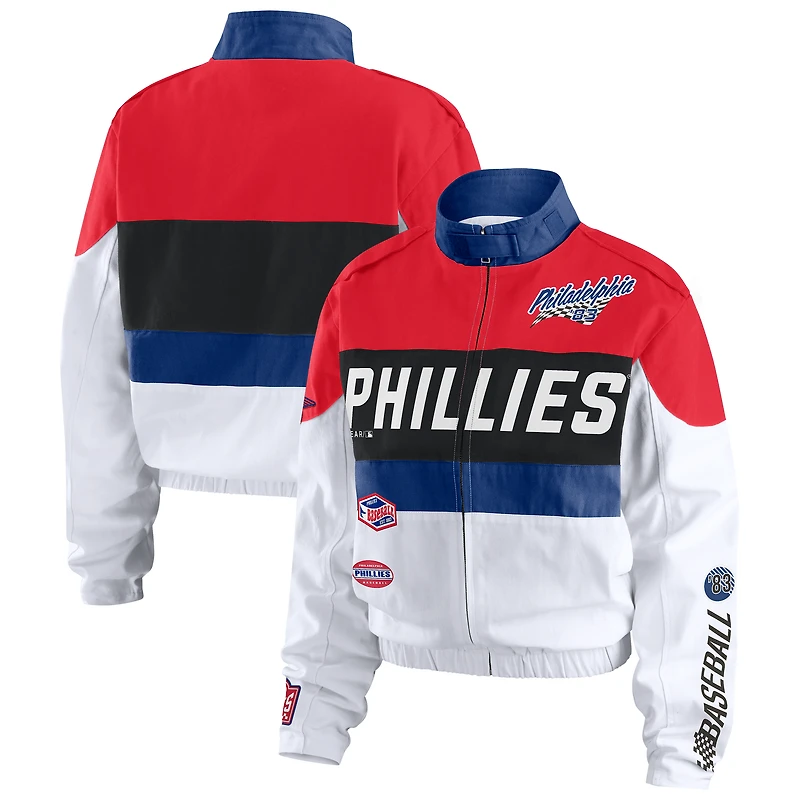 Veste zippée complète rouge/blanche WEAR by Erin Andrews pour femme des Philadelphia Phillies Racing