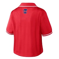 Women's WEAR by Erin Andrews  Red Philadelphia Phillies Cropped V-Neck Polo