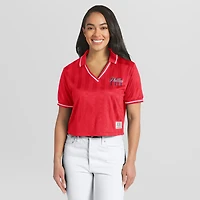 Women's WEAR by Erin Andrews  Red Philadelphia Phillies Cropped V-Neck Polo