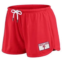 Ensemble de détente WEAR by Erin Andrews pour femme : maillot rugby épais rouge des Phillies Philadelphie, t-shirt à manches longues court et short.