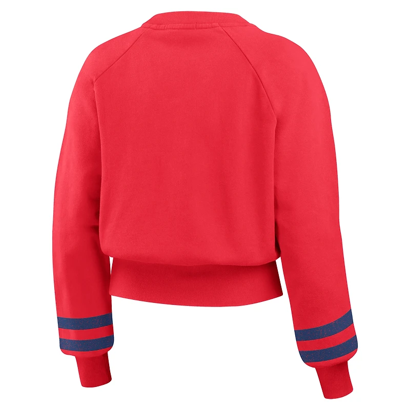 Women's WEAR by Erin Andrews  Red Philadelphia Phillies Vintage Washed Cropped Pullover Sweatshirt
