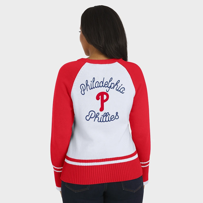 Women's WEAR by Erin Andrews White Philadelphia Phillies Colorblock Raglan Sweater