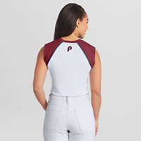 Débardeur raglan court blanc Philadelphia Phillies Cooperstown pour femme de la marque WEAR by Erin Andrews