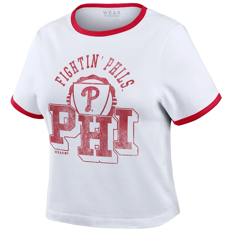 Women's WEAR by Erin Andrews  White Philadelphia Phillies Ringer Baby T-Shirt