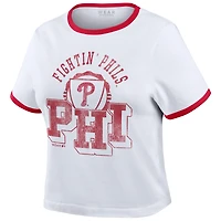 Women's WEAR by Erin Andrews  White Philadelphia Phillies Ringer Baby T-Shirt