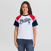 T-shirt raglan rayé blanc/rouge Philadelphia Phillies de la marque WEAR by Erin Andrews pour femmes