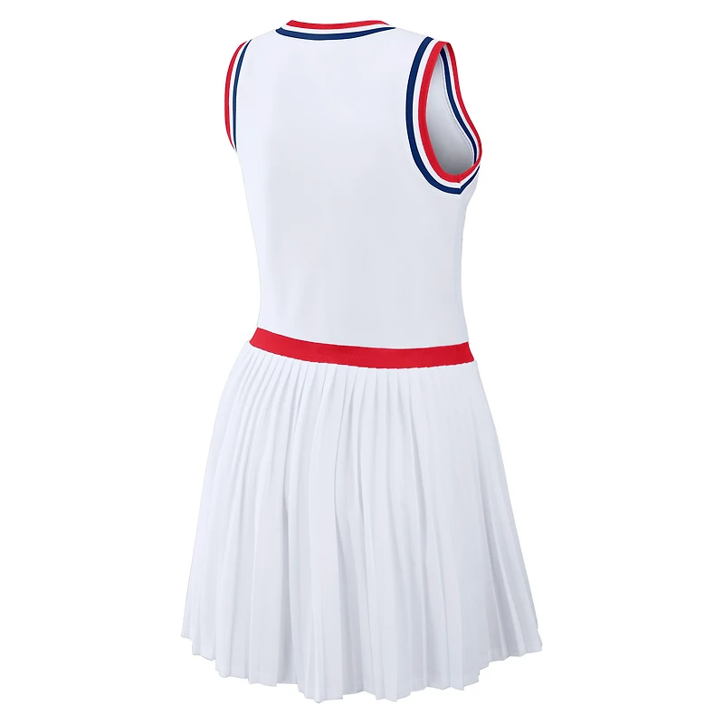 Women's WEAR by Erin Andrews White Philadelphia Phillies Zip-Front Pleated Tri-Blend Scoop Neck Tank Dress