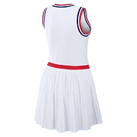 Women's WEAR by Erin Andrews White Philadelphia Phillies Zip-Front Pleated Tri-Blend Scoop Neck Tank Dress