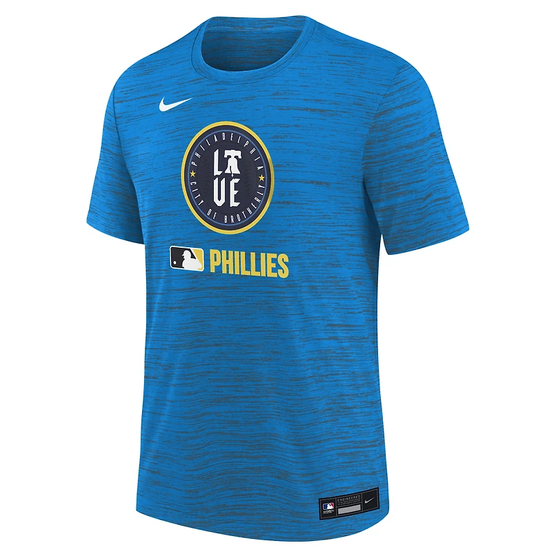 T-shirt Nike Aqua Philadelphia Phillies Authentic Collection City Connect Velocity Performance pour jeunes